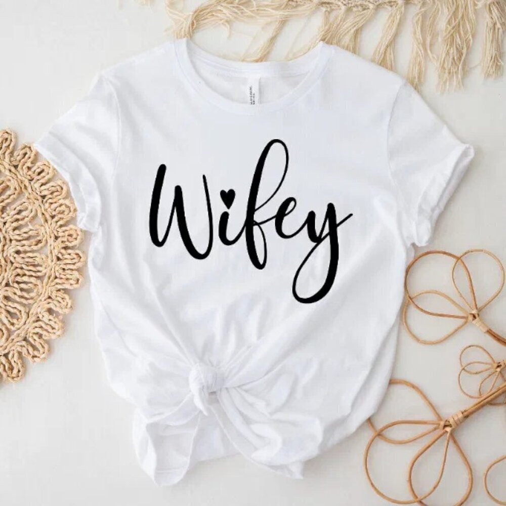 Wifey White Modern Black Script Womens Tshirt